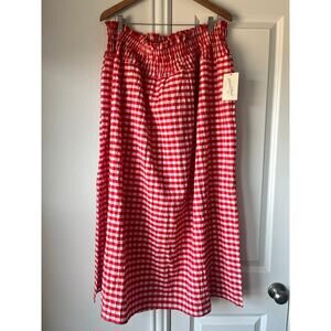 NWT Red & White Gingham Ruched Waist Midi/Maxi Skirt by Universal Thread | Sz XL